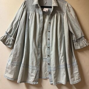 Free People Vanessa Denim Oversized Tunic Top, Light Blue